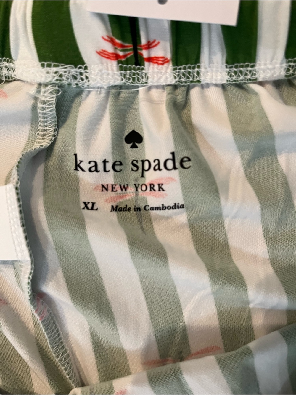NWT kate spade Green and White Striped Dragonfly Short-Sleeve Pajama Set Size XL - Picture 7 of 15